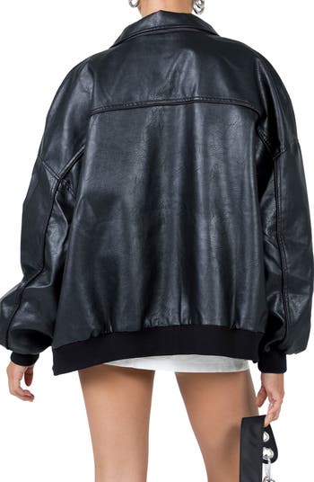 Goldsmith Oversize Faux Leather Bomber Jacket