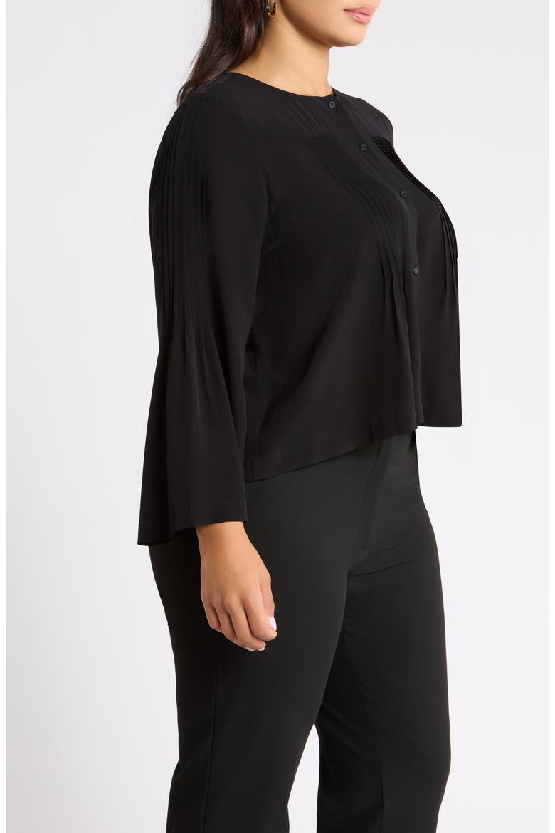 Pintuck Top, Alternate, color, BLACK