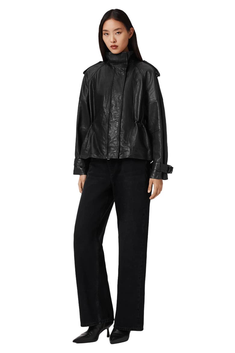 Serne Leather Jacket, Alternate, color, BLACK