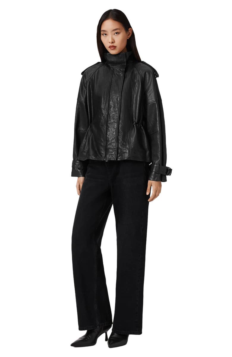 AllSaints Serne Leather Jacket, Alternate, color, Black