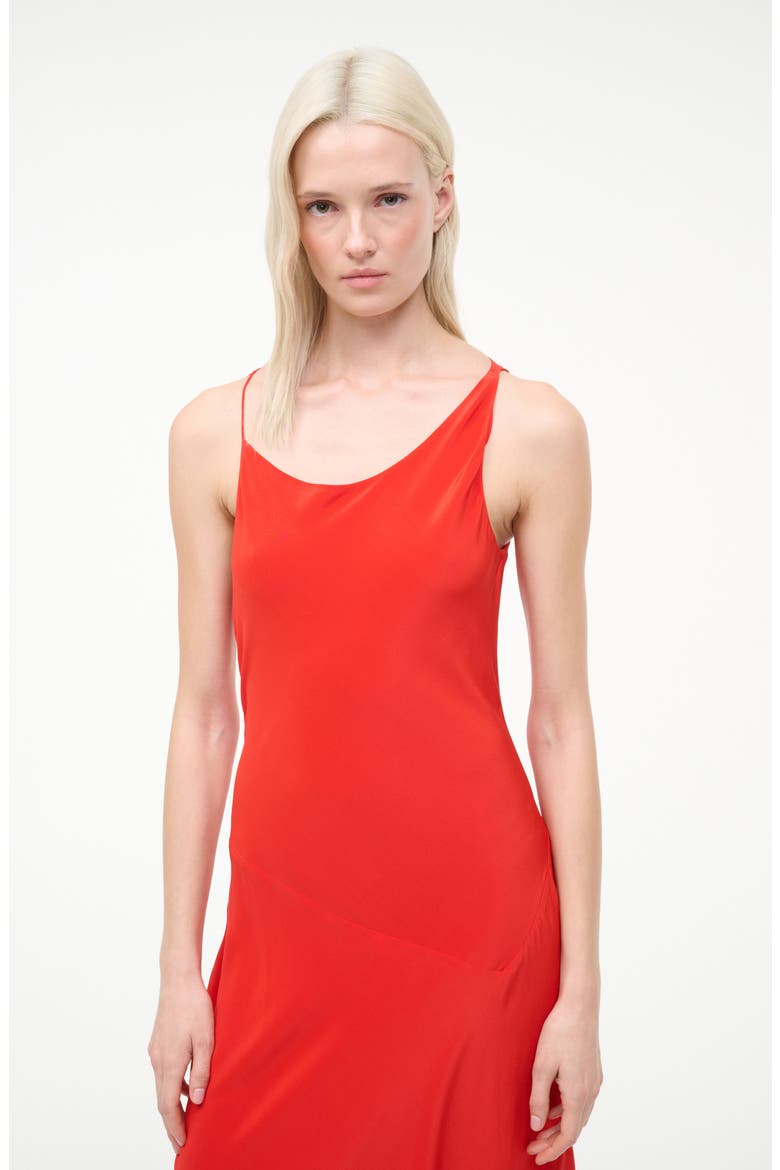 Toluca Asymmetric Neck Silk Gown, Alternate, color, RED ROSE