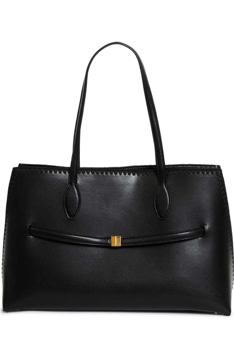 TOTEME Lounge Belted Leather Tote, Main, color, Black