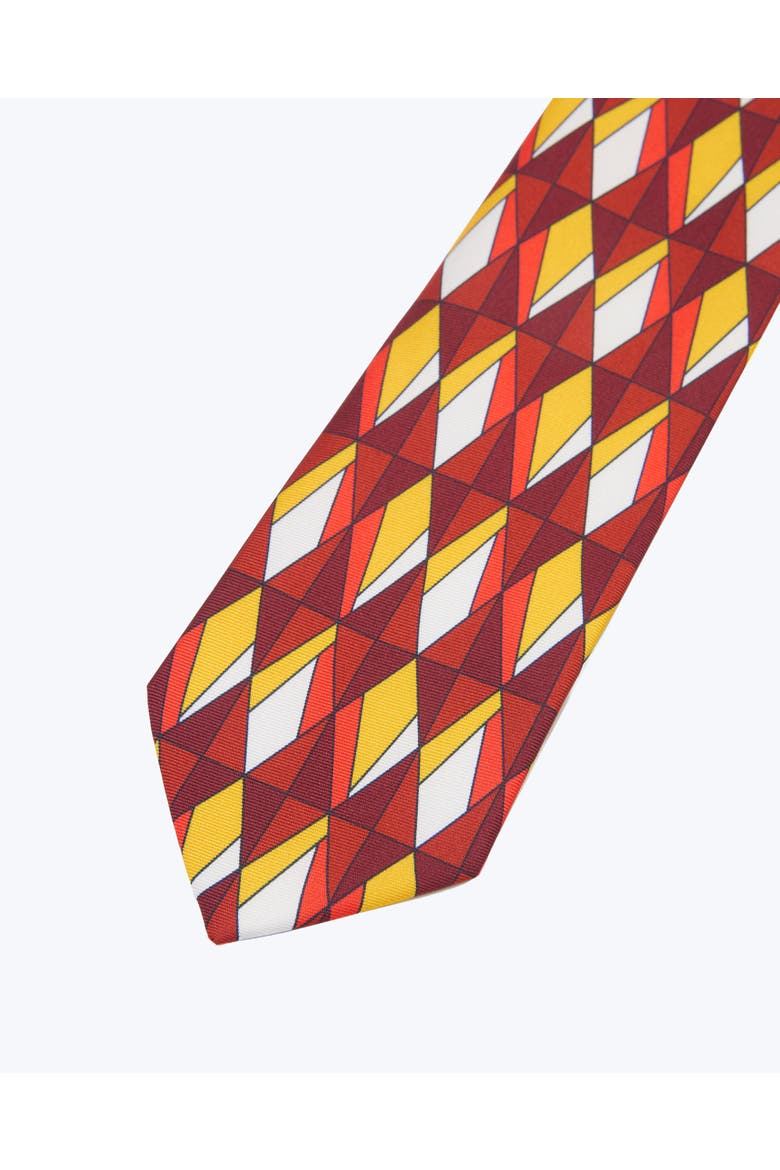 Prism Diamond Printed Silk Tie, Alternate, color, Crimson