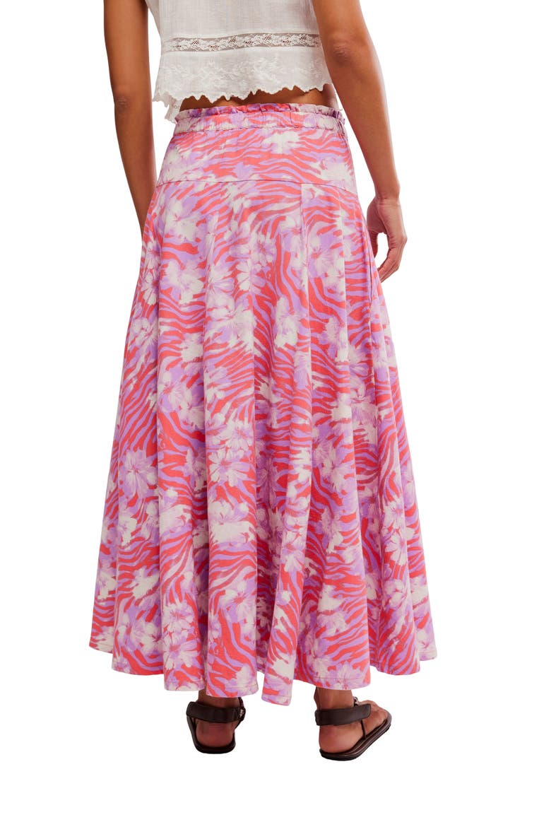 Zephyr Print Convertible Bustle Maxi Skirt, Alternate, color, CORAL COMBO