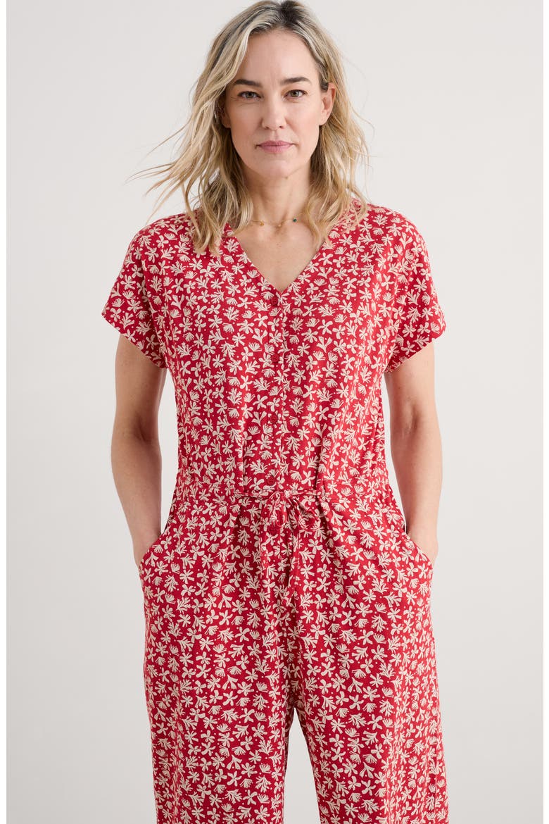 Rose Trellis Wide Leg Jumpsuit, Alternate, color, SALTWATER DITSY SCARLET