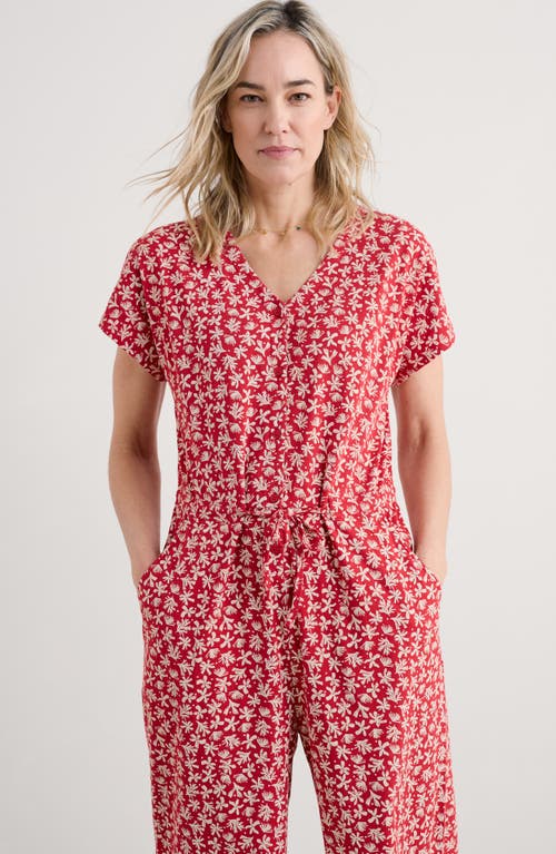 Seasalt Cornwall Rose Trellis Wide Leg Jumpsuit In Saltwater Ditsy Scarlet