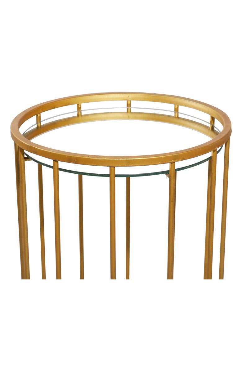 VIVIAN LUNE HOME Goldtone Metal Contemporary Accent Table with Mirrored Glass Top - Set of 3, Alternate, color, 