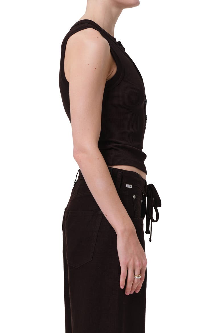 Caralyn Rib Henley Tank, Alternate, color, CHOCOLATE