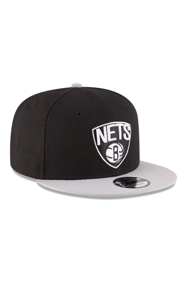 Men's New Era Black/Gray Brooklyn Nets 2-Tone 9FIFTY Adjustable Snapback Hat, Alternate, color, BLACK