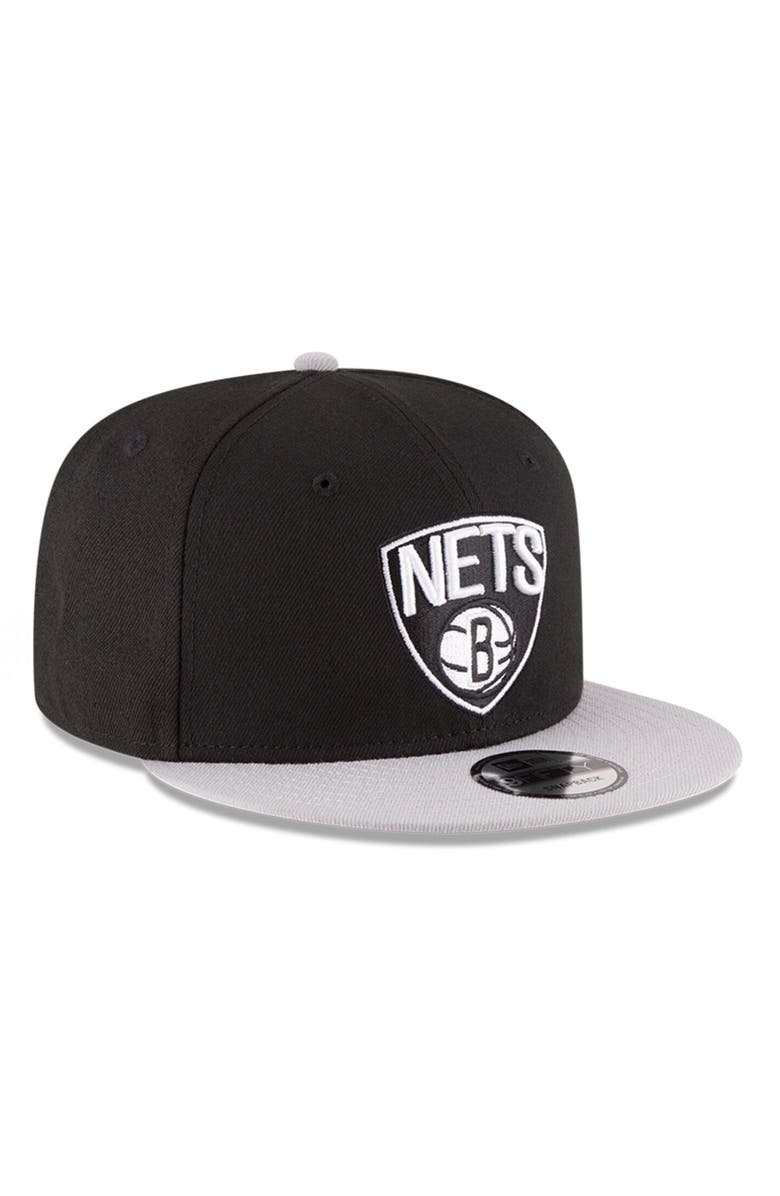 New Era Men's New Era Black/Gray Brooklyn Nets 2-Tone 9FIFTY Adjustable Snapback Hat, Alternate, color,