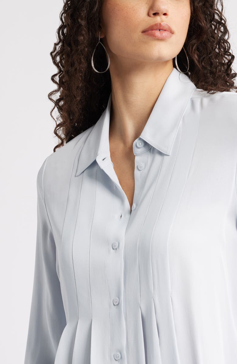 Nordstrom Tux Pleated Button-Up Shirt, Alternate, color, Blue Dawn