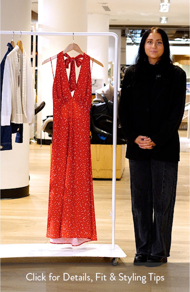 Jennah Dot Print Halter Neck Midi Dress, sales video thumbnail