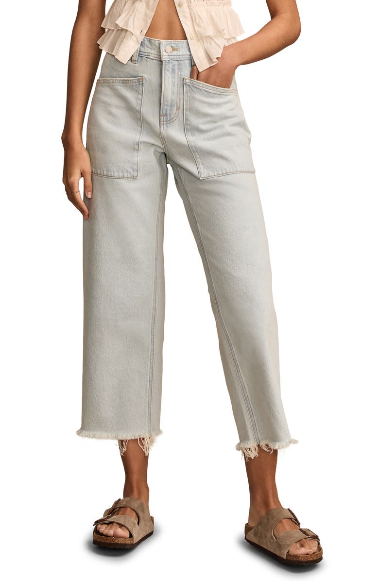 Lucky Brand Legend Frayed Patch Pocket Crop Wide Leg Jeans, Main, color,