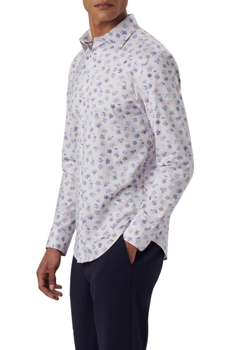 Bugatchi OoohCotton<sup>®</sup> Print Button-Up Shirt, Alternate, color, Salmon