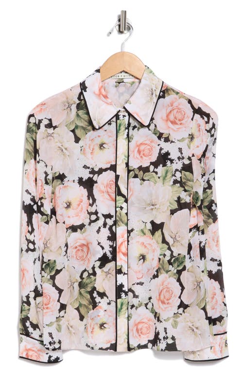 Alice And Olivia Willa Placket Silk Top In White