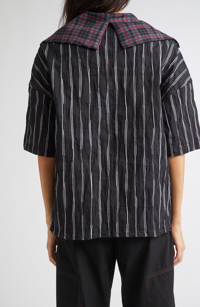 KÚR High Neck Drop Shoulder Shirt, Alternate, color, Black Multi