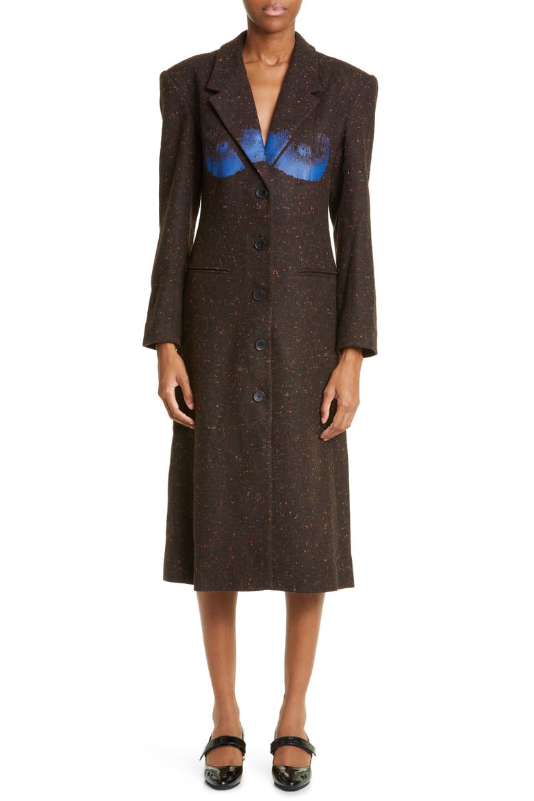 Pigment Print Wool Overcoat, Main, color, BROWN