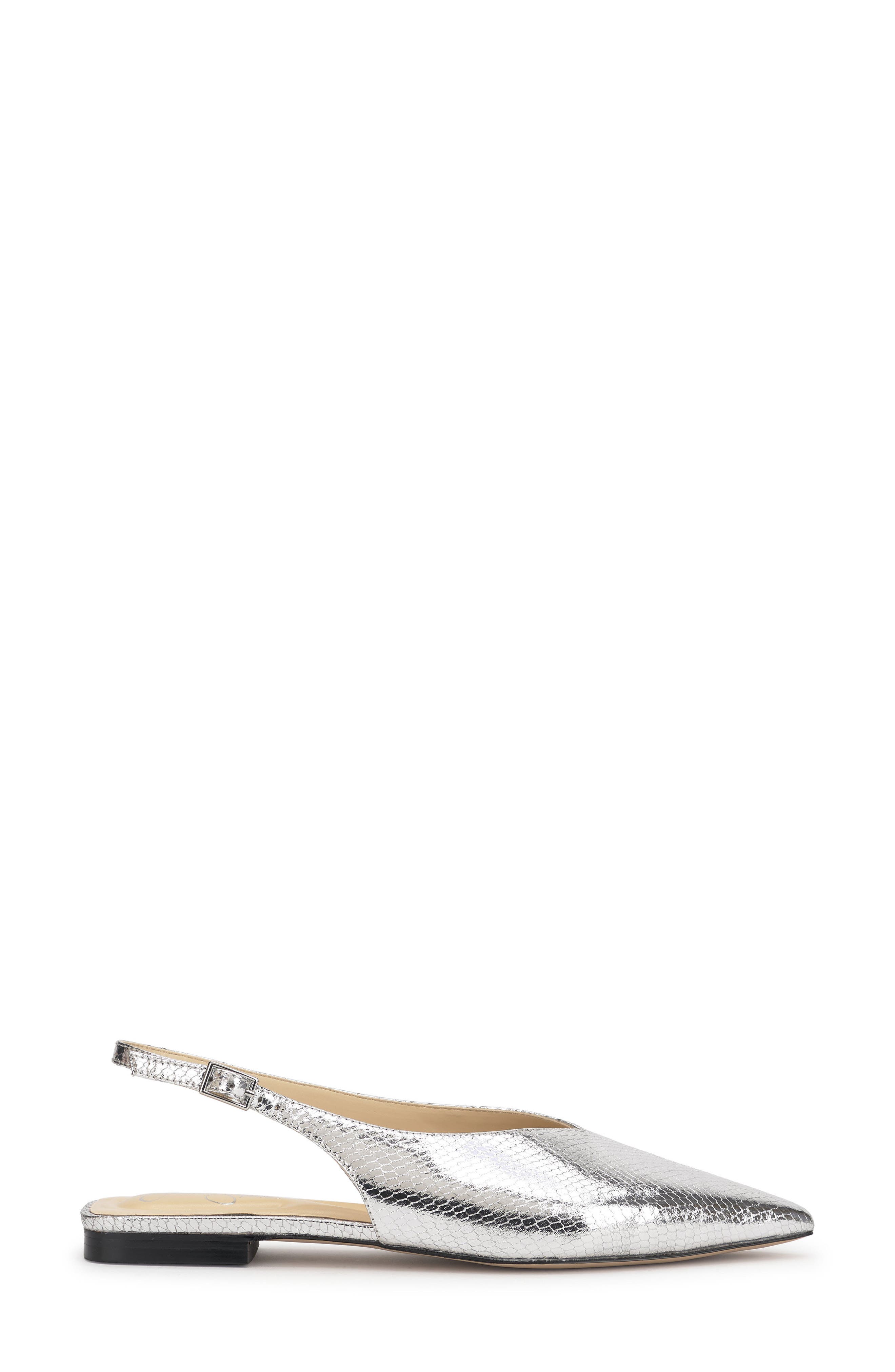 Jessica Simpson Mezzah Slingback Pointed Toe Flat, Alternate, color, Silver