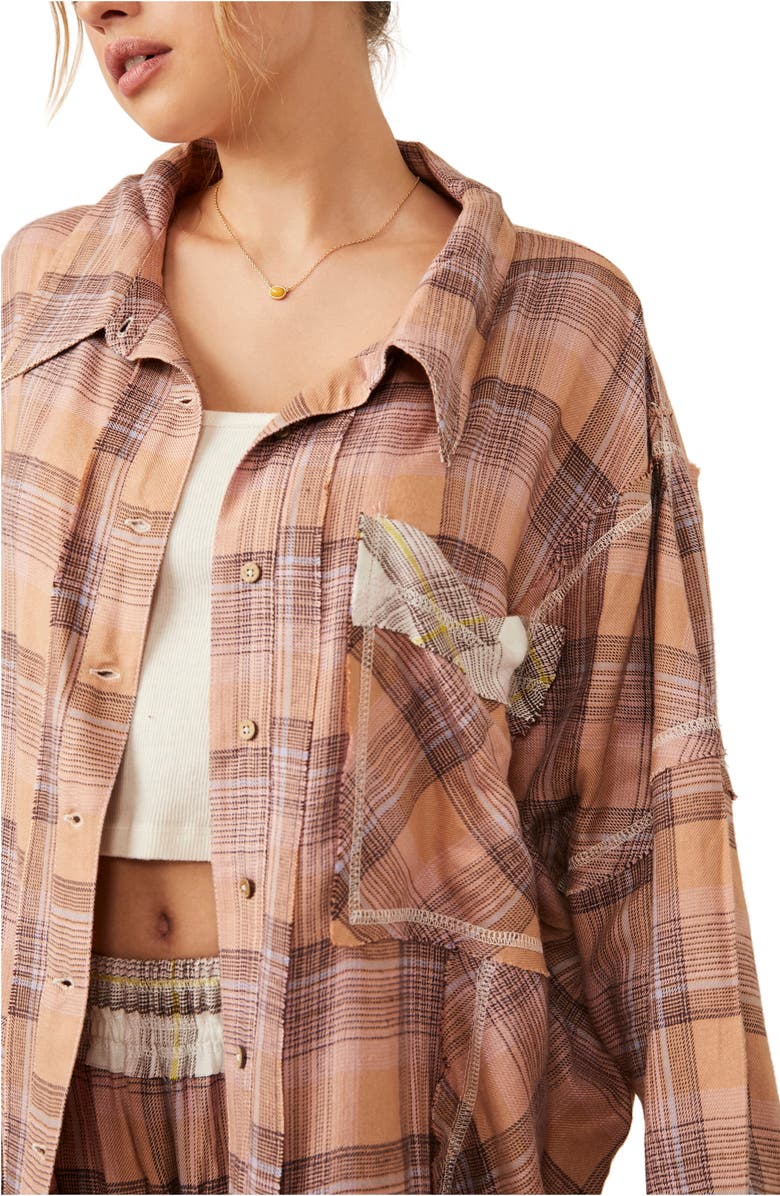Free People Fallin' for Flannel Oversize Pajama Shirt, Alternate, color, 