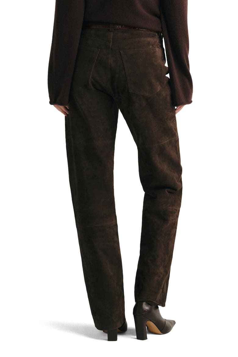 Daria Column High Waist Suede Leather Pants, Alternate, color, TOBACCO SUEDE