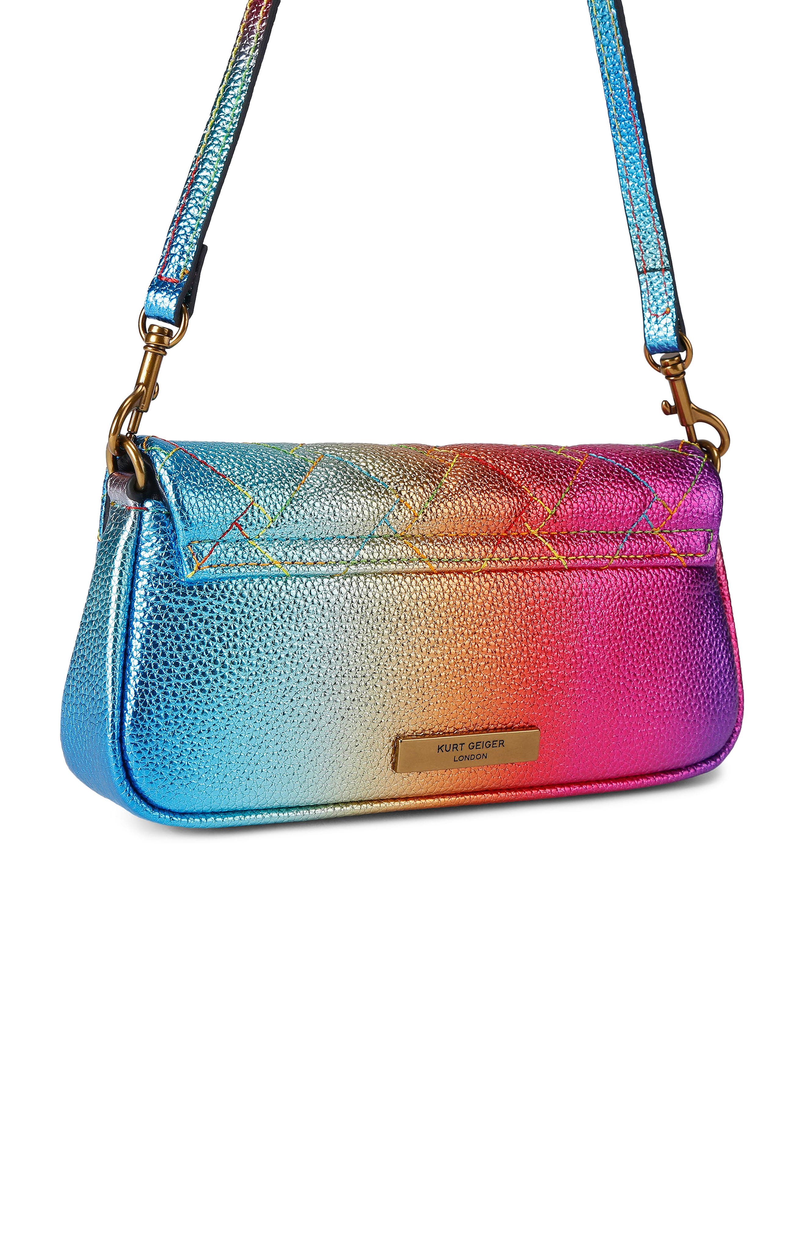 Kurt Geiger London Pickle Quilted Metallic Leather Shoulder Bag, Alternate, color, Other