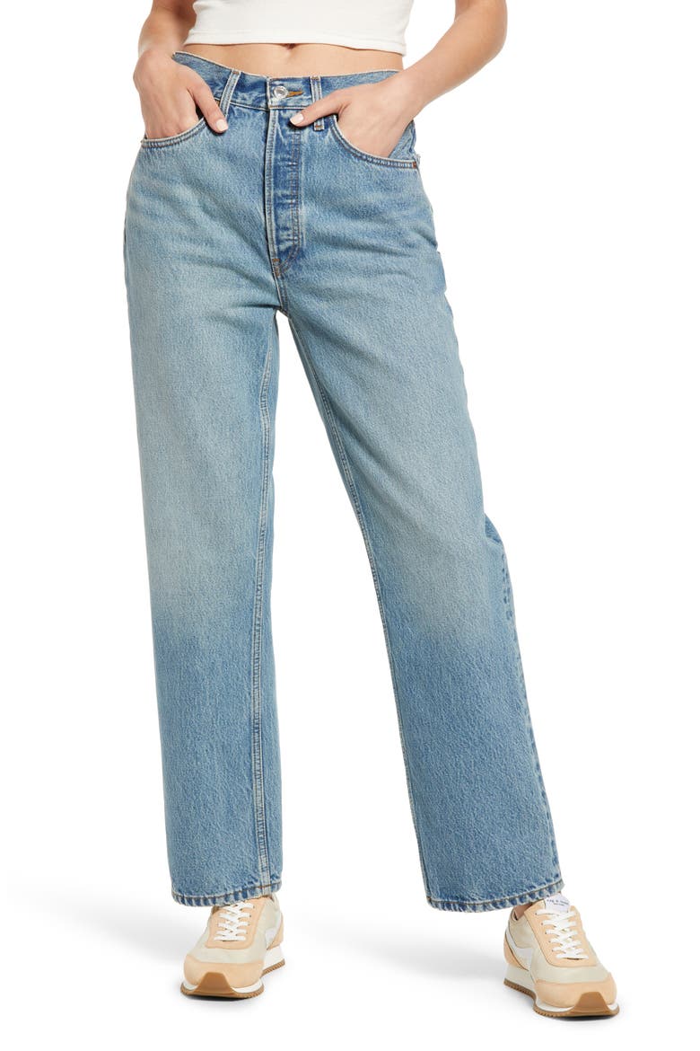 '90s Low Slung Ripped Jeans, Main, color, COOL MEDIUM BLUE