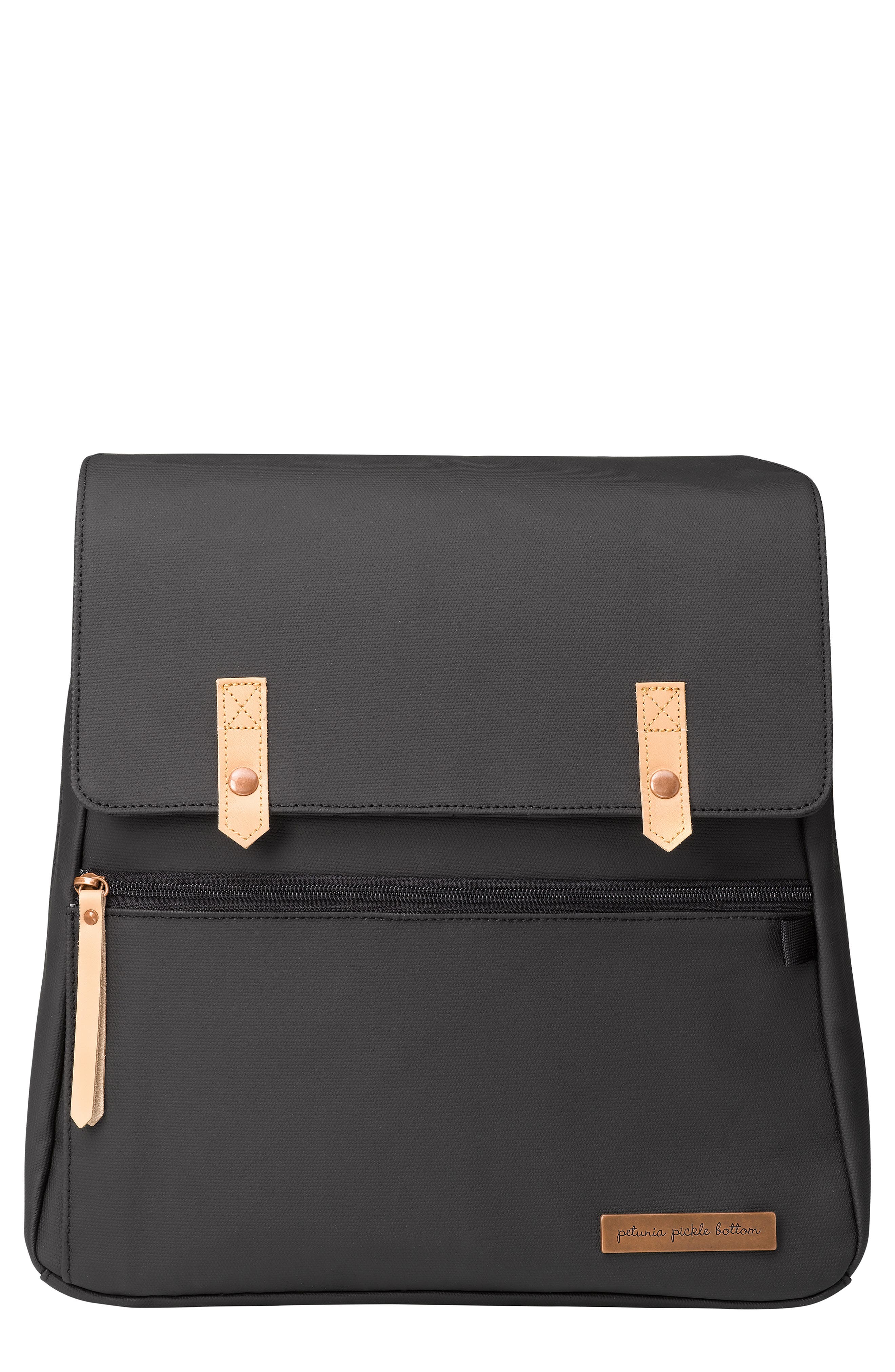 Petunia Pickle Bottom Meta Diaper Backpack, Main, color, Black Matte Leather