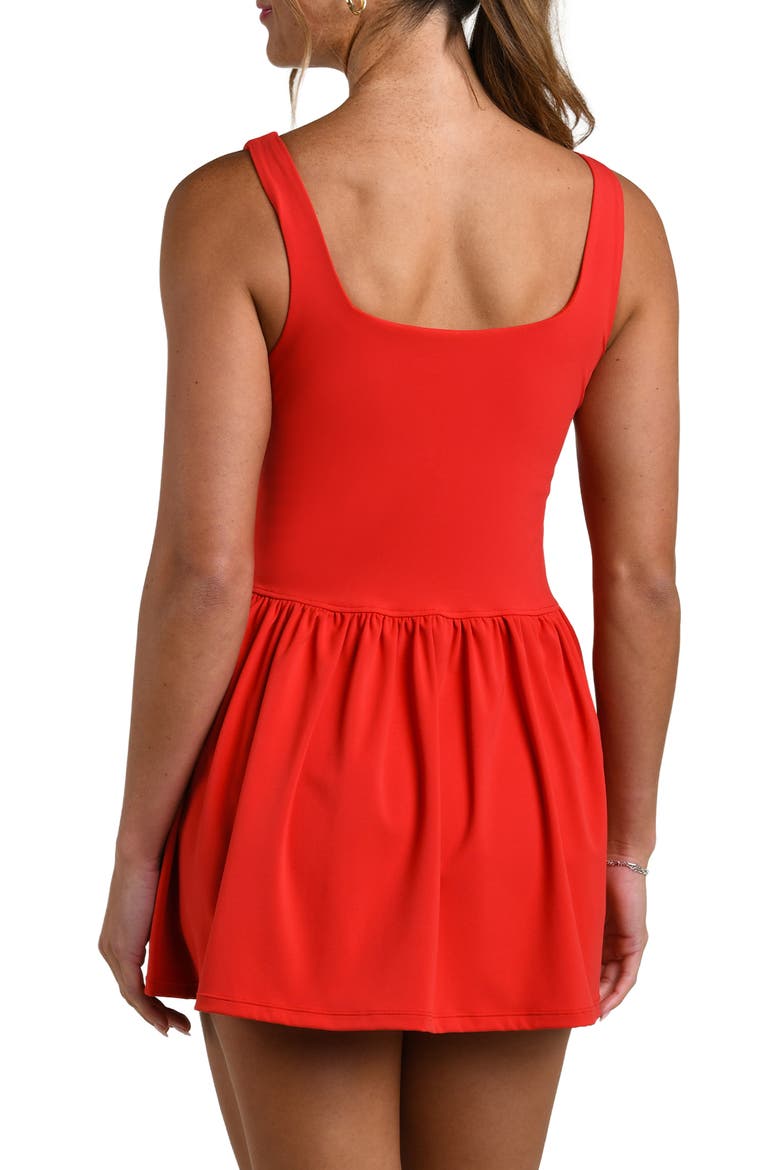 Athletic Square Neck Minidress, Alternate, color, RUBY