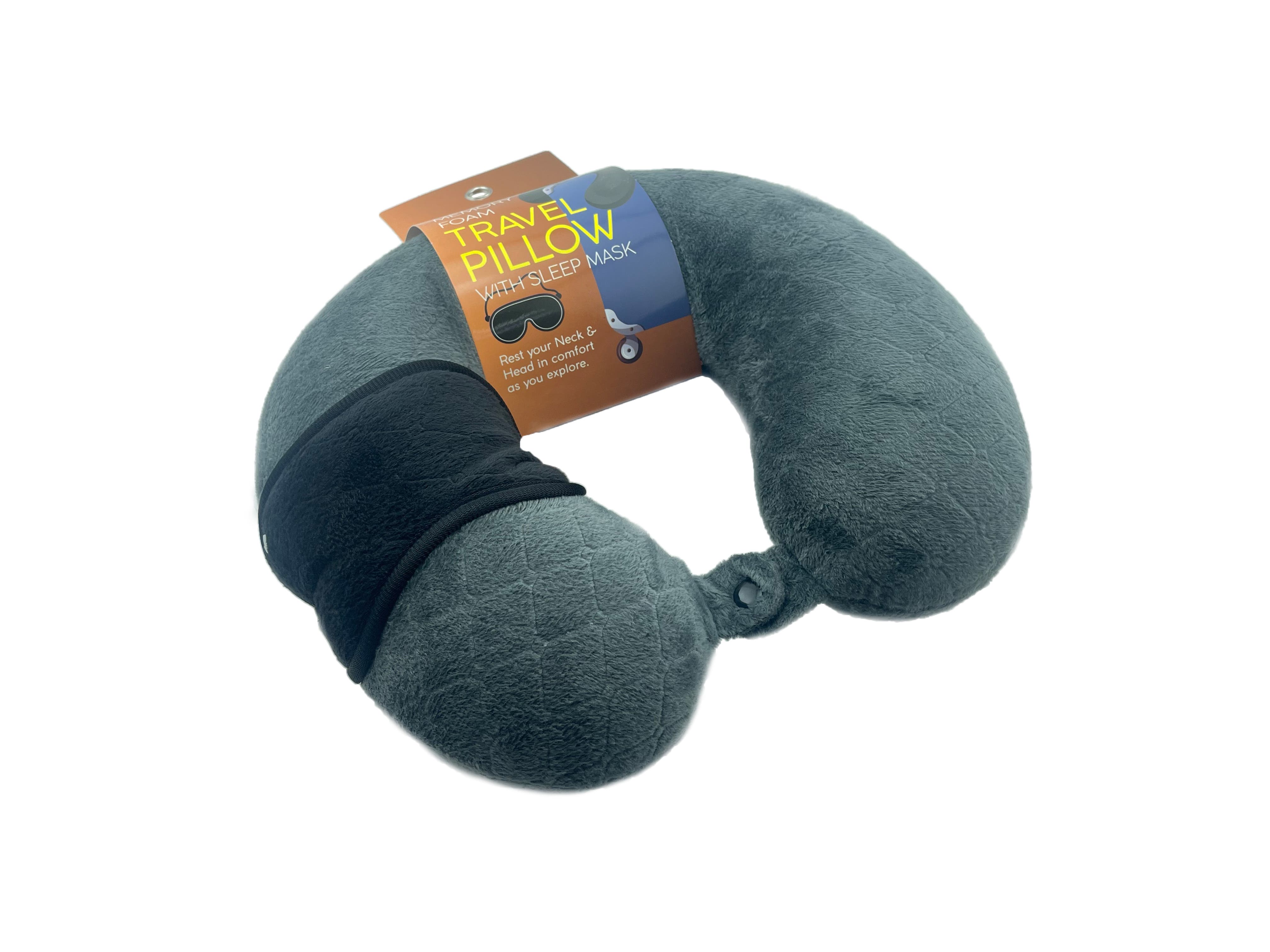 PURSONIC Memory Foam Travel Pillow with Sleep Mask, Alternate, color, Gray
