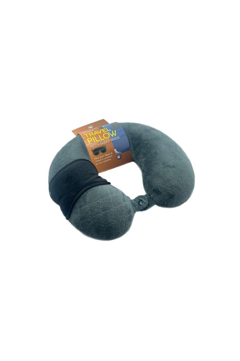 Memory Foam Travel Pillow with Sleep Mask, Alternate, color, Gray