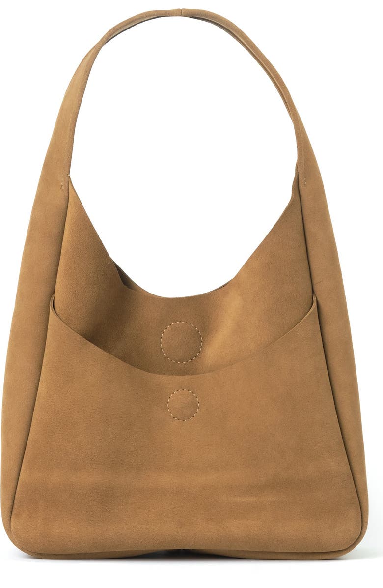 Ezra Arthur Phoebe Leather Hobo Nubuck Suede Shoulder Bag, Alternate, color, Sand