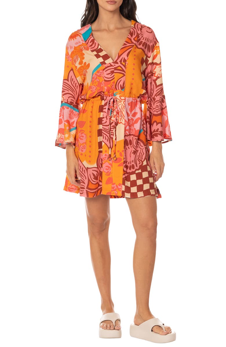 Maaji Cosmic Tropic Cover-Up Dress, Main, color, Open Pink
