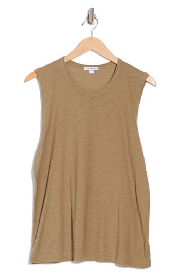 James Perse Slub Cotton Muscle Tank In Brown