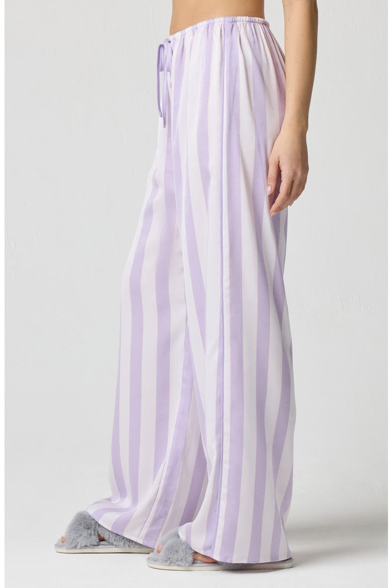 Drawstring Waist Satin Pajama Pants, Alternate, color, MILLIE LAVENDER STRIPE