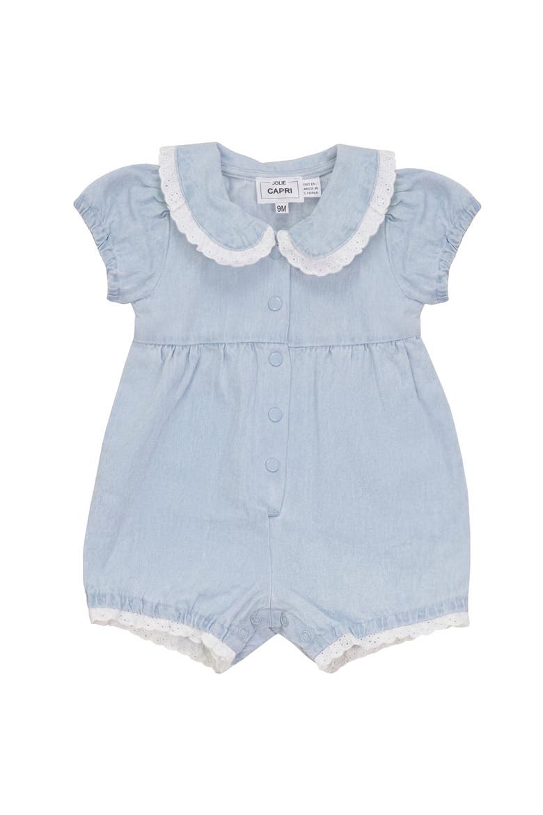 Baby Girl Light Denim Cotton Overall, Main, color, Light Denim