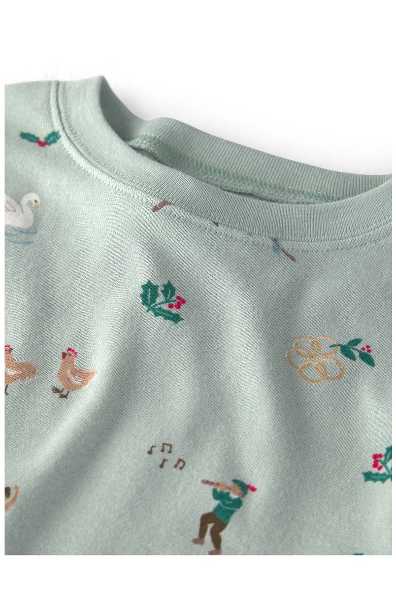 Print Fitted Organic Cotton Two-Piece Pajamas, Alternate, color, 12 DAYS OF CHRISTMAS