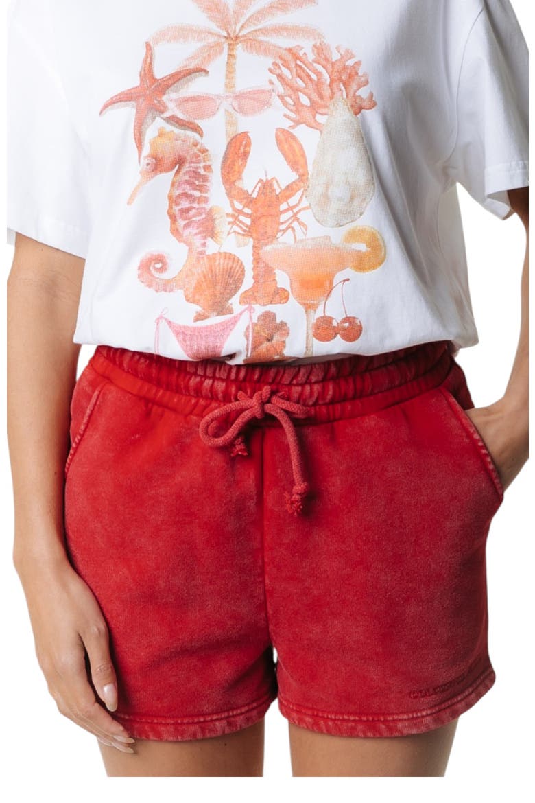 Uni Logo Acid Wash Sweat Short, Main, color, Racing Red