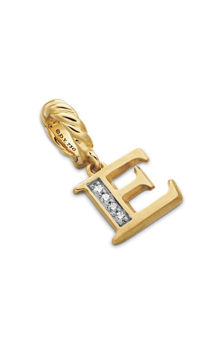 David Yurman Pavé A Initial Pendant in 18K Yellow Gold with Diamonds, Alternate, color, 18K Yellow Gold - E