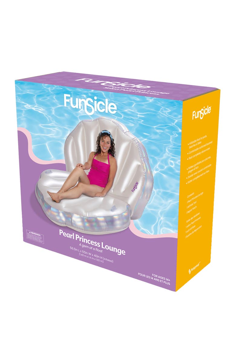 Funsicle Pearl Princess Lounge Inflatable Pool & Water Float, 58.5 Inch x 55 Inch x 40 Inch, Main, color, Silver