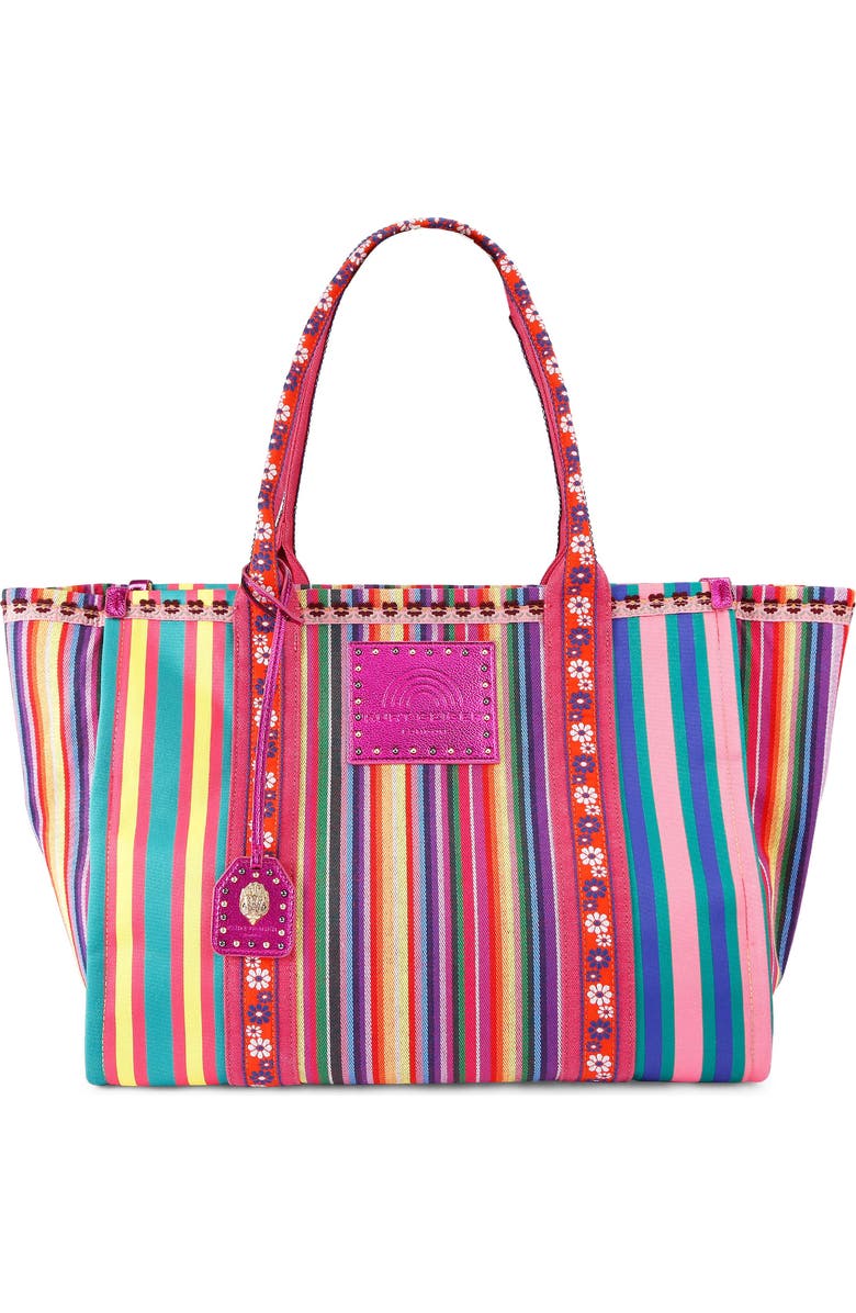 Kurt Geiger London Southbank Large Canvas Shopper Bag, Main, color, Fushia Cmb