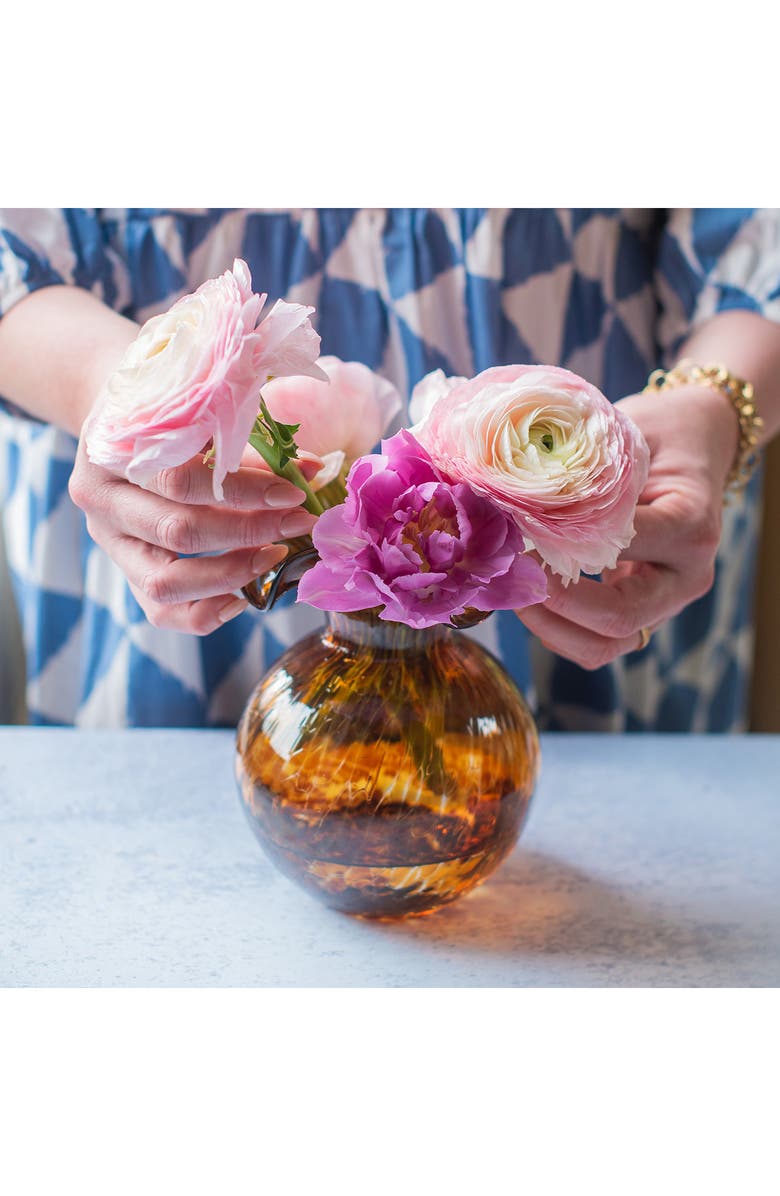VIETRI Hibiscus Glass Brown Tortoiseshell Bud Vase, Alternate, color, Brown