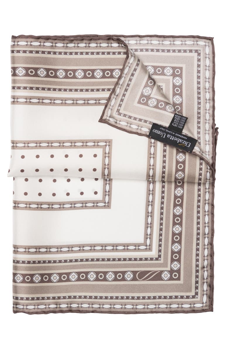 Elizabetta Pois - Silk Pocket Square for Men, Alternate, color, Sand
