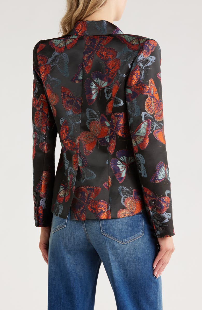 L'AGENCE Marie Butterfly Jacquard Double Breasted Blazer, Alternate, color, Multi Butterfly Jacquard