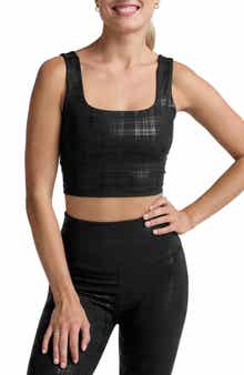 Beyond Yoga Beyond the Studio Plaid Metallic Crop Tank