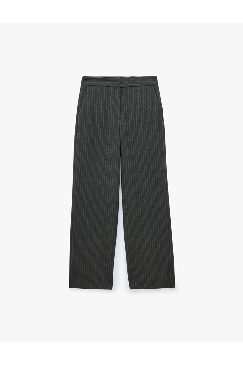 Pinstriped Wide Leg Trousers With Pockets, Alternate, color, Gray Striped