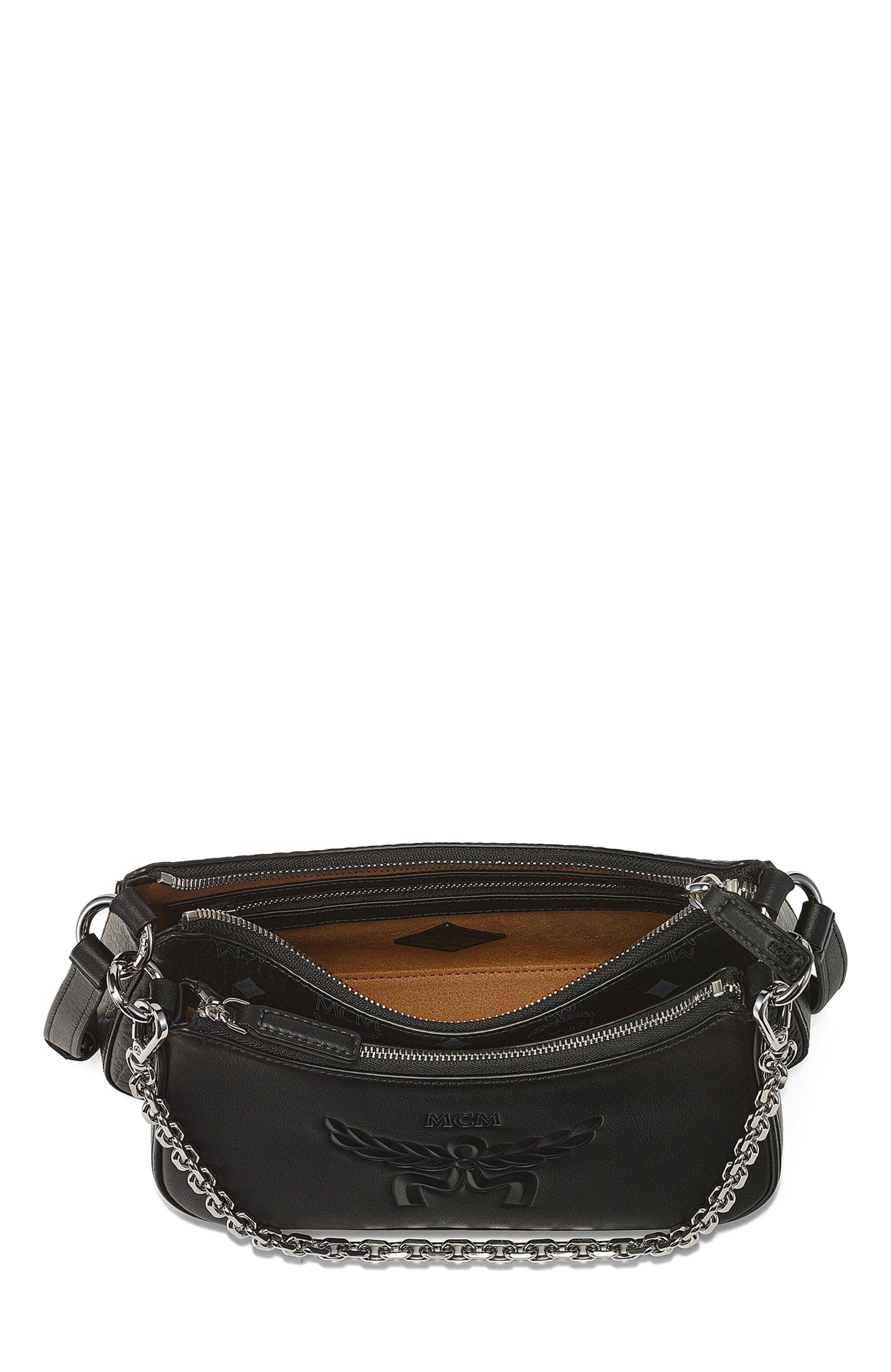 MCM Aren Duo Hobo in Visetos, Alternate, color, Black