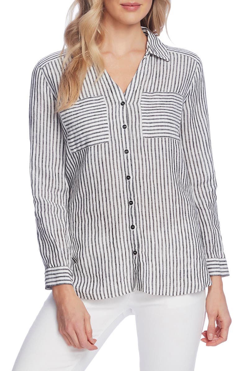 Vince Camuto Stripe Linen Blouse, Main, color,