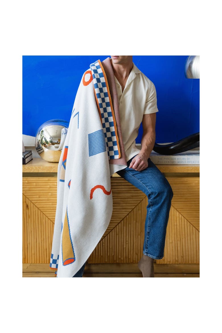 Shapes Knit Throw Blanket, Alternate, color, Primary