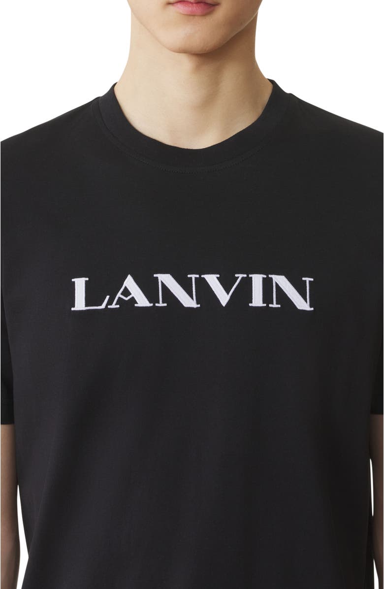 Lanvin Embroidered Cotton T-Shirt, Alternate, color, Black
