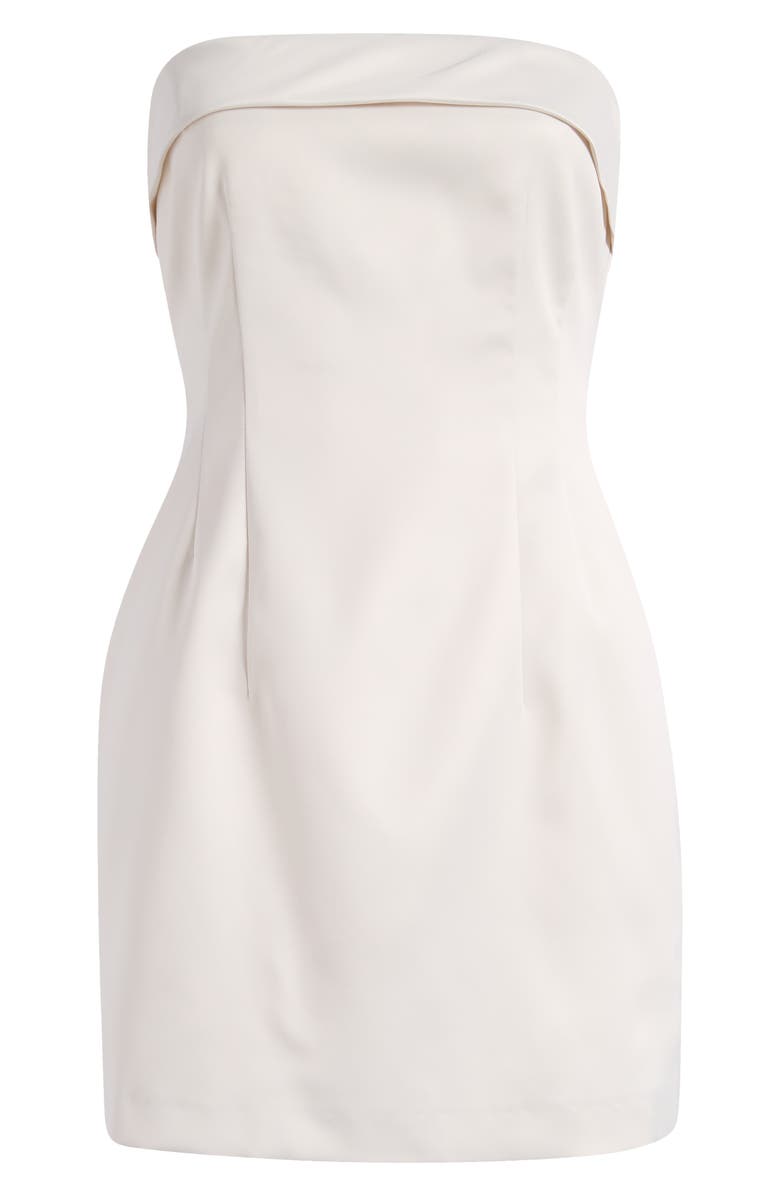 French Connection Satin Strapless Minidress, Alternate, color, Classic Cream